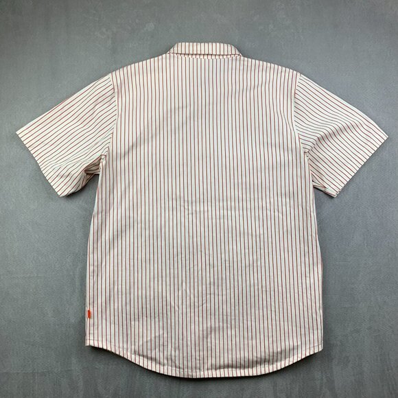 Nike Sb Mens Shirt Medium Red White Striped Button Up Short Sleeve Skateboarding - Picture 8 of 8